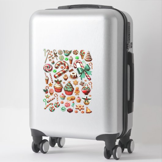クリスマスキャンディと甘いお菓子クリップアート シール (スーツケース)