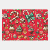 クリスマスキャンディと甘いお菓子クリップアート ラッピングペーパーシート (正面3)