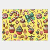 クリスマスキャンディと甘いお菓子クリップアート ラッピングペーパーシート (正面)