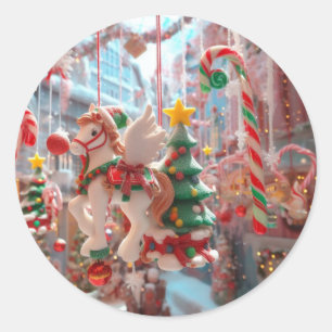 クリスマスキャンディの杖の魔法の窓ディスプレイ ラウンドシール