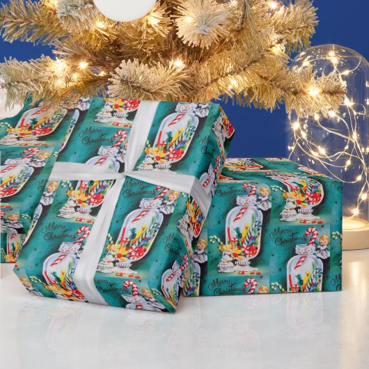 クリスマスキャンディエンジェルズレトロヴィンテージパーティー ラッピングペーパー (クリスマス)