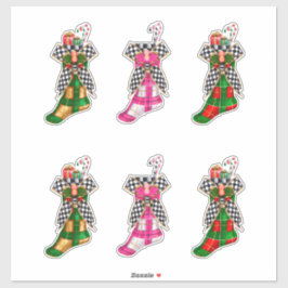 クリスマスキャンディカネスクリスマスプレイドチェッカー シール