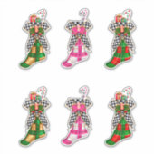 クリスマスキャンディカネスクリスマスプレイドチェッカー シール (正面)