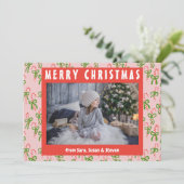クリスマスキャンディカネスクリスマスホリデーカスタムフォト シーズンカード (スタンド正面)