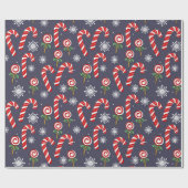 クリスマスキャンディカネスホリデー棒つきキャンデースノーフレーク ラッピングペーパー (フラット)