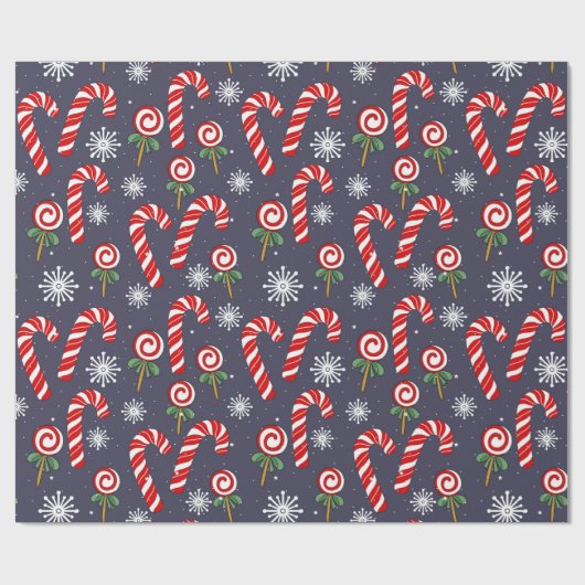 クリスマスキャンディカネスホリデー棒つきキャンデースノーフレーク ラッピングペーパー (フラット)