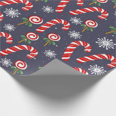 クリスマスキャンディカネスホリデー棒つきキャンデースノーフレーク ラッピングペーパー (角)