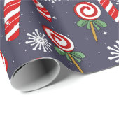 クリスマスキャンディカネスホリデー棒つきキャンデースノーフレーク ラッピングペーパー (ロールコーナー)