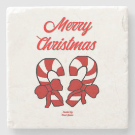 クリスマスキャンディカーヌマーブルストーンコースター ストーンコースター