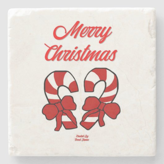 クリスマスキャンディカーヌマーブルストーンコースター ストーンコースター (正面)