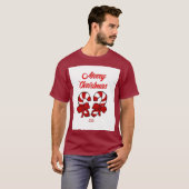 クリスマスキャンディカーヌメンズマルーンベーシックTシャツ Tシャツ (正面フル)