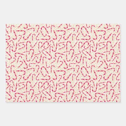 クリスマスキャンディキャンデレッドとピンククリームのテクスチャ ラッピングペーパーシート (正面)