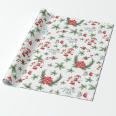 クリスマスキャンディキャンヌとホリー ラッピングペーパー (アンロールド)