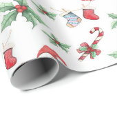 クリスマスキャンディキャンヌとホリー ラッピングペーパー (ロールコーナー)