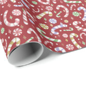 クリスマスキャンディキャンヌオンレッド ラッピングペーパー (ロールコーナー)