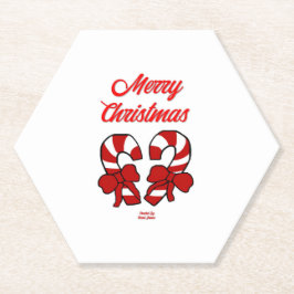 クリスマスキャンディキャンヌヘキサゴン紙コースター ペーパーコースター