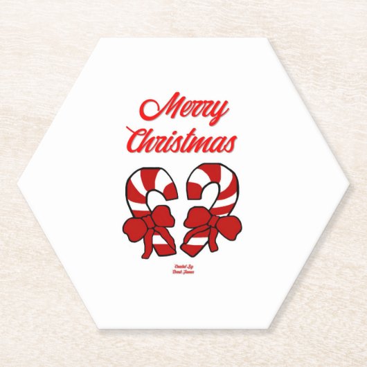 クリスマスキャンディキャンヌヘキサゴン紙コースター ペーパーコースター (正面)