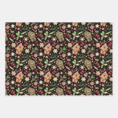 クリスマスキャンディキャンヌ、クッキー、ホリー、スター ラッピングペーパーシート (正面2)