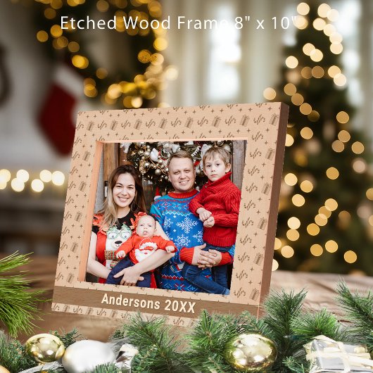 クリスマスキャンディキャン&プレゼントパターン名10x8 レーザー彫刻フレーム