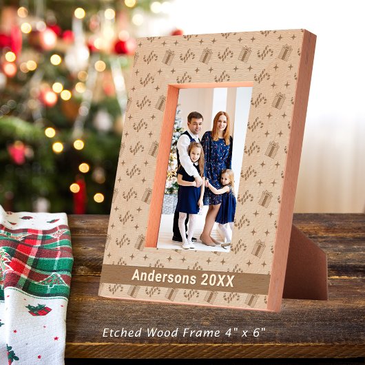 クリスマスキャンディキャン&プレゼントパターン名4x6 レーザー彫刻フレーム