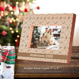 クリスマスキャンディキャン&プレゼントパターン名6x4 レーザー彫刻フレーム
