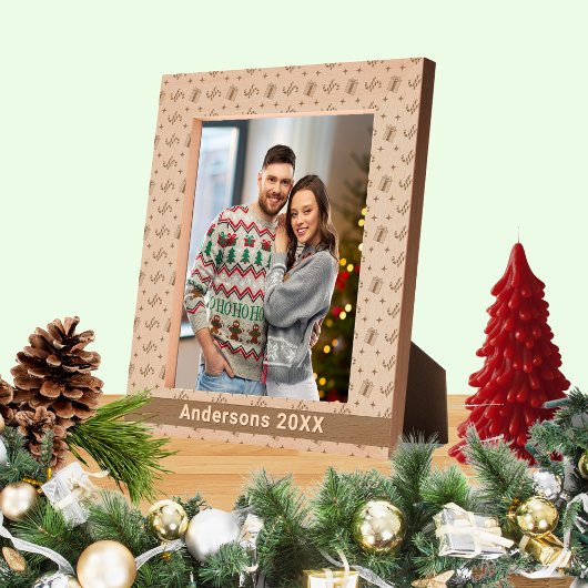 クリスマスキャンディキャン&プレゼントパターン名8x10 レーザー彫刻フレーム