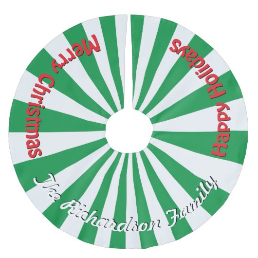 クリスマスキャンディグリーンあなたの名前はこちらツリースカート ブラッシュドポリエステルツリースカート (正面)