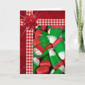 クリスマスキャンディコーンと雪だるま シーズンカード (正面)