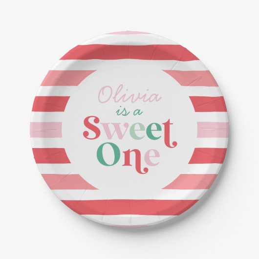 クリスマスキャンディスウィートワン最初の誕生日 ペーパープレート (正面)