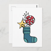 クリスマスキャンディストッキング ポストカード (正面/裏面)