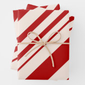 クリスマスキャンディストライプケインのホリデーパターン ラッピングペーパーシート (インサイチュ)