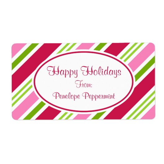 クリスマスキャンディストライプラベル ラベル (正面)