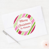 クリスマスキャンディストライプーのシール ラウンドシール (封筒)