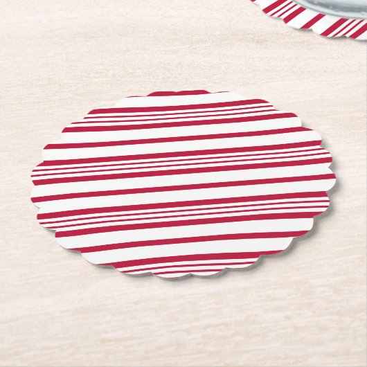 クリスマスキャンディストライプー杖 ペーパーコースター (アングル)