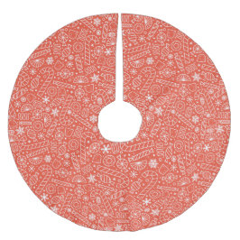 クリスマスキャンディツリースカート – 赤 ブラッシュドポリエステルツリースカート