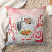 クリスマスキャンディパーソナライズされたーのシェフ母の写真 クッション (ブランケット)