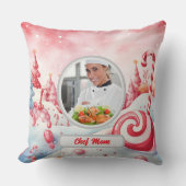 クリスマスキャンディパーソナライズされたーのシェフ母の写真 クッション (正面)