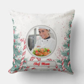 クリスマスキャンディパーソナライズされたーのシェフ母の写真 クッション (正面)