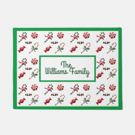 クリスマスキャンディパーソナライズされた ドアマット