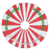 クリスマスキャンディパーソナライズファミリー名ツリースカート ブラッシュドポリエステルツリースカート (正面)