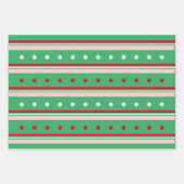 クリスマスキャンディミッテンレッドグリーンピンクパターン ラッピングペーパーシート (正面3)