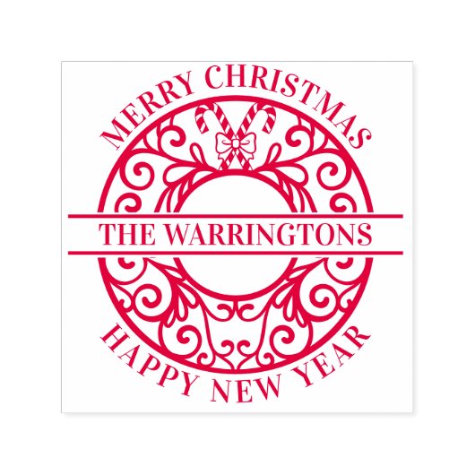 クリスマスキャンディレースのようキャンズFiligreeファミリー名 セルフインキングスタンプ (デザイン)