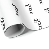 クリスマスキャンディーの白い黒のパターンおもしろいかわいい ラッピングペーパー (ロールコーナー)