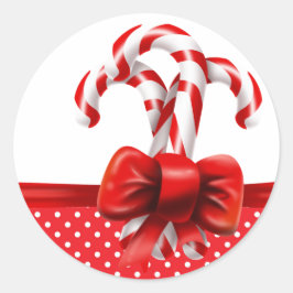 クリスマスキャンディーキャン赤と白ズ弓 ラウンドシール