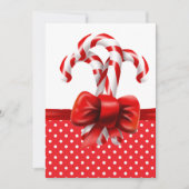 クリスマスキャンディーキャン赤と白ズ弓 招待状 (正面)