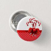 クリスマスキャンディーキャン赤と白ズ弓 缶バッジ (正面&裏面)