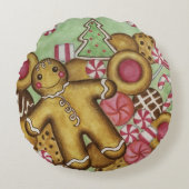 クリスマスキャンディークッキー円枕 ラウンドクッション (正面)