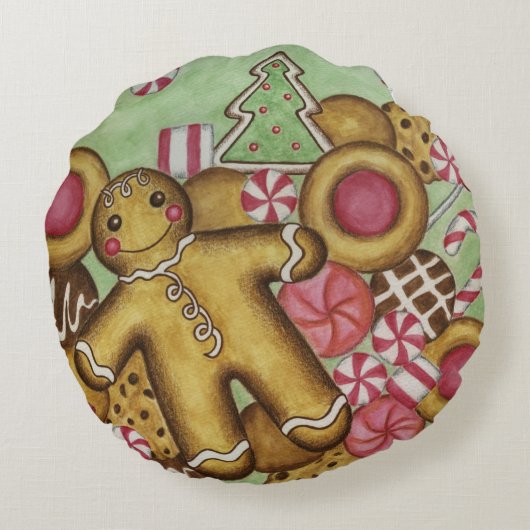 クリスマスキャンディークッキー円枕 ラウンドクッション (裏面)