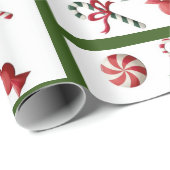 クリスマスキャンディーグリーン伝統的ホリデー ラッピングペーパー (ロールコーナー)