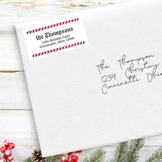 クリスマスキャンディーケインお洒落差出人住所 ラベル